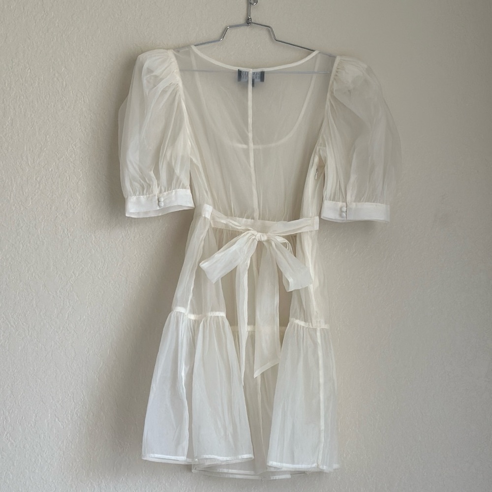 Danielle Bernstein Solid Organza Puff-Sleeve Mini… - image 4